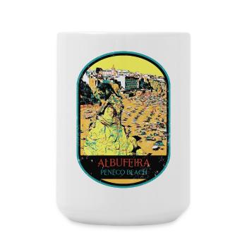 Albufeira Algarve Portugal, Strand Sommer Retro Sonne - Große Tasse 440 ml - Weiß - Vorne