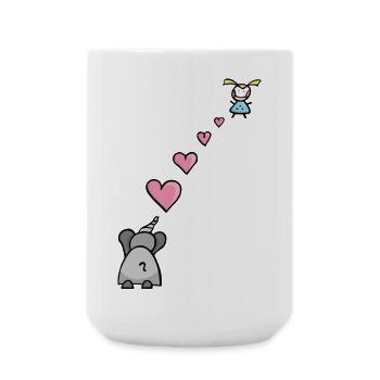 Elefant Kind mit Herz Symbol für Liebe - Große Tasse 440 ml - Weiß - Vorne