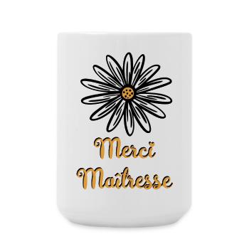 merci maitresse avec une fleur - Grande tasse 440 ml - blanc - Devant