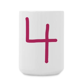 4 Numéro quatre rose numéro rouge Anniversaire - Grande tasse 440 ml - blanc - Devant