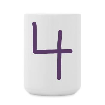 4 Numéro quatre numéro violet anniversaire - Grande tasse 440 ml - blanc - Devant