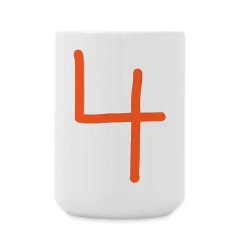 4 Nummer vier Zahl orangen Geburtstag - Große Tasse 440 ml - Weiß - Vorne