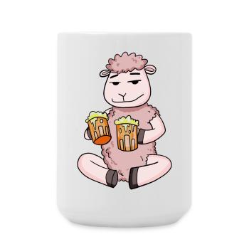 Sheep with beer glasses Beer Drinking alcohol - Large Mug 440 ml - white - Front