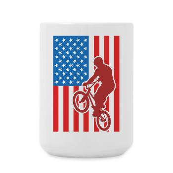 Patriotic BMX cyclist - Large Mug 440 ml - white - Front