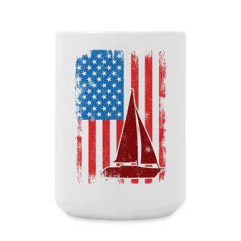 4th of July Sailing USA - Large Mug 440 ml - white - Front