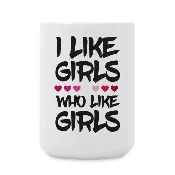Mois de la fierté LGBTQ - J’aime les filles qui aiment les filles - Grande tasse 440 ml - blanc - Devant