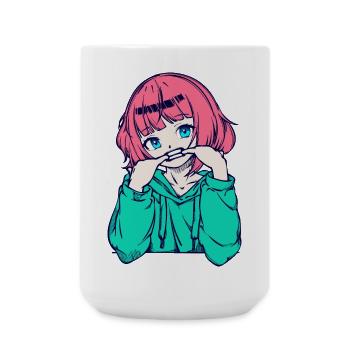 Manga Comic Anime Girl Japanese Cartoon - Large Mug 440 ml - white - Front
