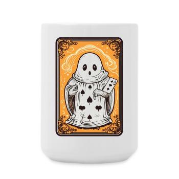 Tarot Karte Geist mit Pik Ass Karte - Große Tasse 440 ml - Weiß - Vorne
