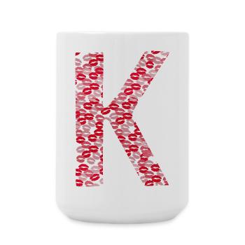 Lettre K - kiss bisous t-shirt - Grande tasse 440 ml - blanc - Devant