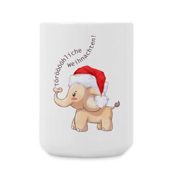 Fröhlicher Elefant zu Weihnachten - Große Tasse 440 ml - Weiß - Vorne