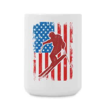 USA Patriotischer Skifahrer - Große Tasse 440 ml - Weiß - Vorne