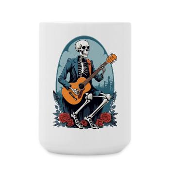 Skelett spielt Gitarre - Große Tasse 440 ml - Weiß - Vorne