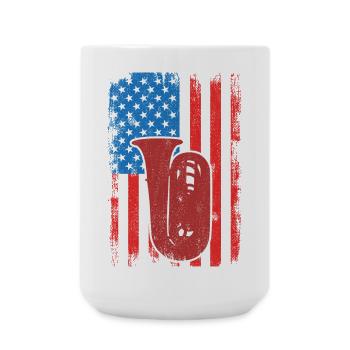 Tuba player U.S. Flag - Large Mug 440 ml - white - Front