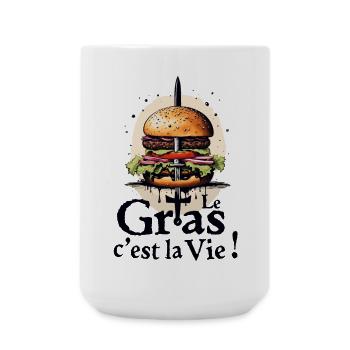 Le gras cest la vie ! Karadoc burger, légende de C - Grande tasse 440 ml - blanc - Devant