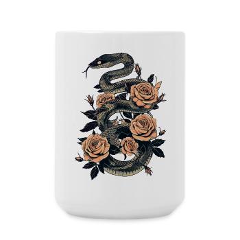 Serpent et Rose Dark Art Design - Grande tasse 440 ml - blanc - Devant