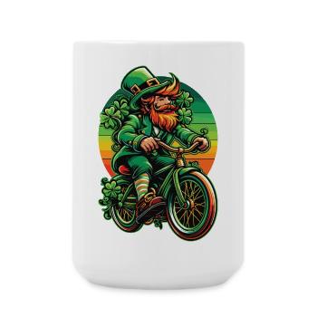 St. Patrick's Day Leprechaun Fahrraddesign - Große Tasse 440 ml - Weiß - Vorne