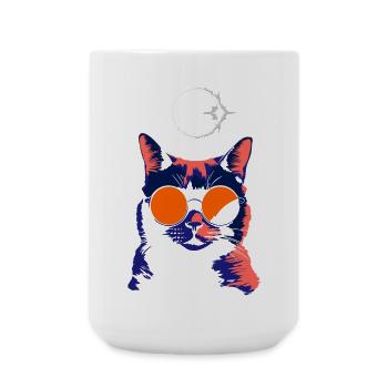 Katze Sonnenbrille Total Eclipse Cat - Große Tasse 440 ml - Weiß - Vorne