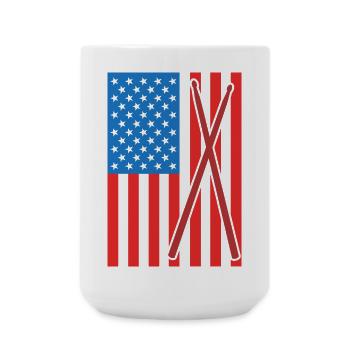 Patriotischer US Drummer - Große Tasse 440 ml - Weiß - Vorne