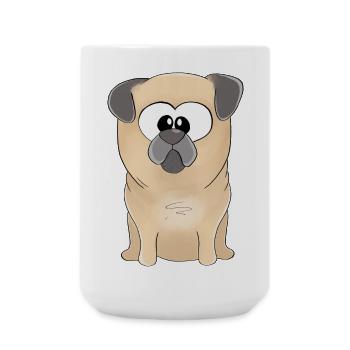 Mops Merlin - Große Tasse 440 ml - Weiß - Vorne
