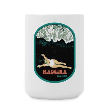 Illustration Badestrand mit schwarzem Sand, Madeira - Große Tasse 440 ml - Weiß - Vorne