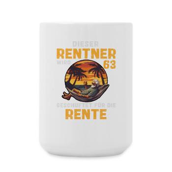 Lustig Rentner 63 Geburtstag Rente Senioren Spruch - Große Tasse 440 ml - Weiß - Vorne