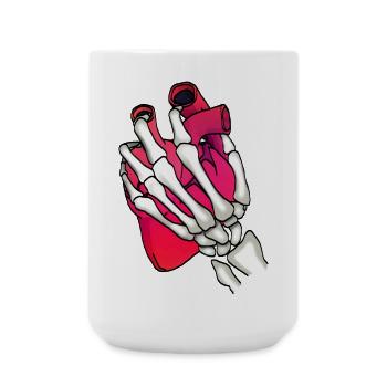 Herz in Skeletthand - Große Tasse 440 ml - Weiß - Vorne