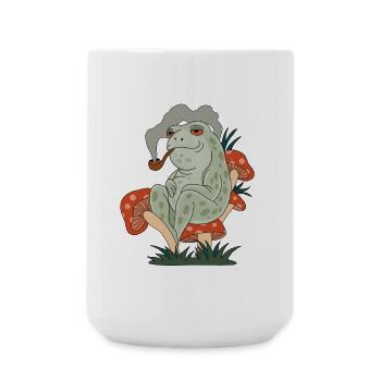 Rauchender Frosch - Große Tasse 440 ml - Weiß - Vorne