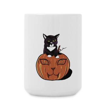 Halloween Black Cat - Large Mug 440 ml - white - Front