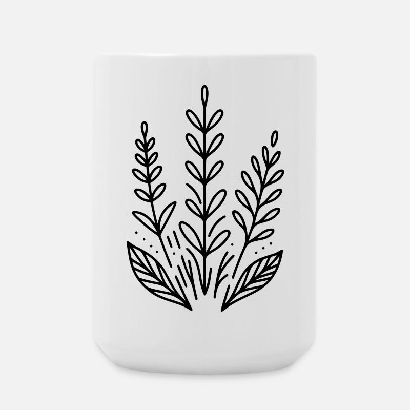 Minimalistisches Design - Pflanzen - Große Tasse 440 ml - Weiß
