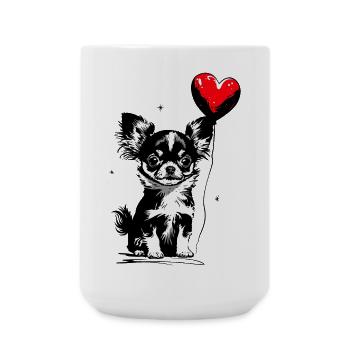 Chihuahua mit Herz Luftballon - Heartful Creatures - Große Tasse 440 ml - Weiß - Vorne