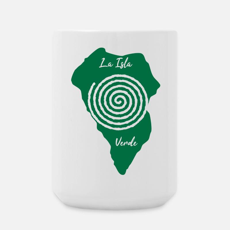 La Isla Verde La Palma Outline Spiral Drawing - Large Mug 440 ml - white