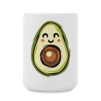 Lustige Avocado mit glücklichem Gesicht - Große Tasse 440 ml - Weiß - Vorne