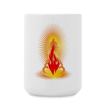 Sonnwendfeuer mit goldener Aura-Spirituelles Motiv - Große Tasse 440 ml - Weiß - Vorne