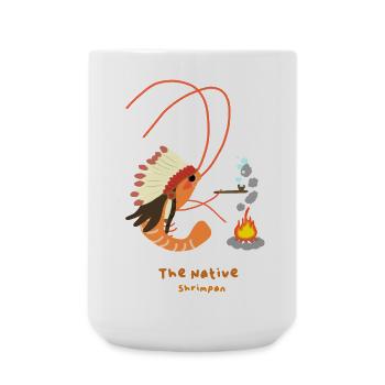 The Native Shrimpan , Crevette amérindienne fun - Grande tasse 440 ml - blanc - Devant
