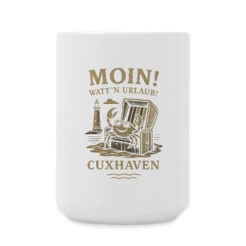 Cuxhaven Moin Urlaub Strandkorb Meer - Große Tasse 440 ml - Weiß - Vorne