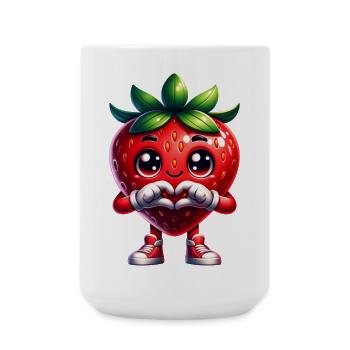 Erdbeere Herzhände  - Große Tasse 440 ml - Weiß - Vorne