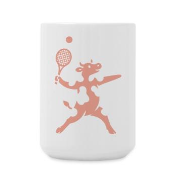 Minimalistische Kuh Tennisspieler Aufschlag  - Große Tasse 440 ml - Weiß - Vorne