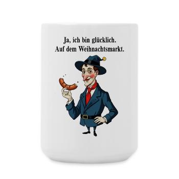 Heureux au marché de Noël - Grande tasse 440 ml - blanc - Devant