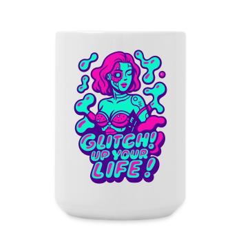 Glitch dans votre vie ! Femme Cyborg - Grande tasse 440 ml - blanc - Devant