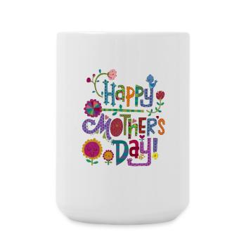 Alles Gute zum Muttertag Buntes Design - Große Tasse 440 ml - Weiß - Vorne