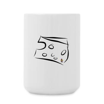 Cartoon Käse mit Minifigur - Große Tasse 440 ml - Weiß - Vorne