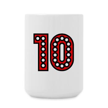 10. 10 JAHRE. 10-JÄHRIGES JUBILÄUM. 10-JÄHRIGES JUBILÄUM. - Große Tasse 440 ml - Weiß - Vorne