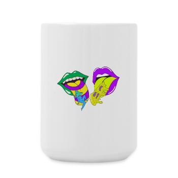 Psychedelische Lippen mit Säure und Pilzen - Große Tasse 440 ml - Weiß - Vorne