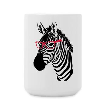 Zebra mit Brille - Große Tasse 440 ml - Weiß - Vorne