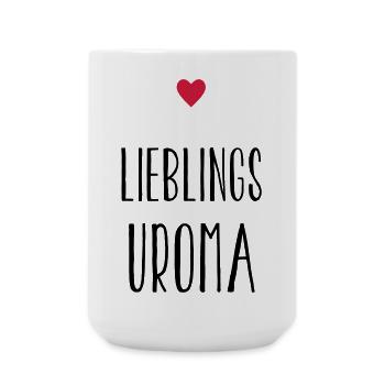 Uroma Lieblingsuroma Herz Geschenk - Große Tasse 440 ml - Weiß - Vorne