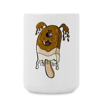 Hund am Stiel - Eis am Stiel - Eiscreme - Große Tasse 440 ml - Weiß - Vorne