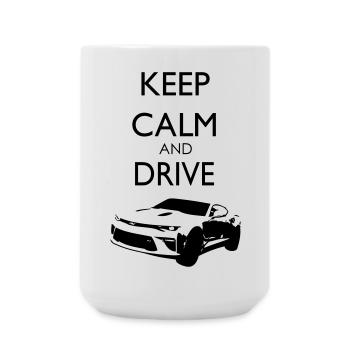 Keep Calm and Drive Camaro - Große Tasse 440 ml - Weiß - Vorne