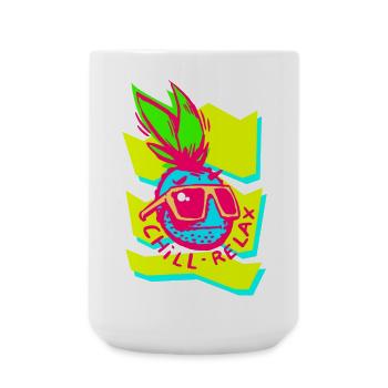 Neon Ananas Chill Relax Grafik - Große Tasse 440 ml - Weiß - Vorne