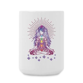 Boho Yoga Style Girl Happy Mind Happy Life - Large Mug 440 ml - white - Front