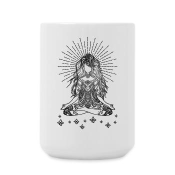 Boho Yoga Girl Happy Life - Large Mug 440 ml - white - Front